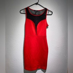 Forever 21 - Small - Red w Black mesh, Mini dress